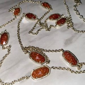 Kendra Scott Kellie Necklace Gold and Amber Stone